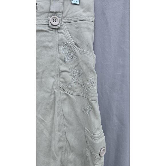 White House Black Market Capri Pants Womens 4 Gray Silk Cargo Embroidered - Picture 2 of 10